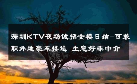 深圳KTV夜场诚招女模日结-可兼职外地豪车接送 生意好非中介