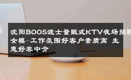 沈阳BOOS波士量贩式KTV夜场招聘女模-工作氛围好客户素质高 生意好非中介