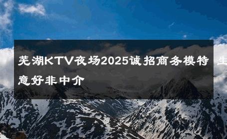 芜湖KTV夜场2025诚招商务模特 生意好非中介