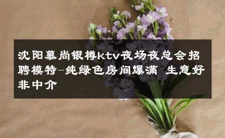 沈阳慕尚银樽ktv夜场夜总会招聘模特-纯绿色房间爆满 生意好非中介