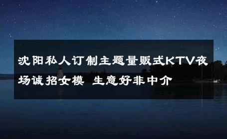 沈阳私人订制主题量贩式KTV夜场诚招女模 生意好非中介