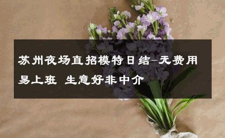 苏州夜场直招模特日结-无费用易上班 生意好非中介