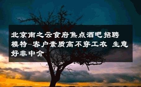 北京南之云食府焦点酒吧招聘模特-客户素质高不穿工衣 生意好非中介