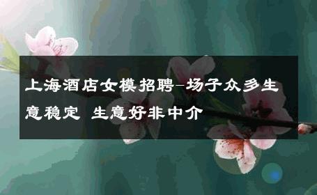 上海酒店女模招聘-场子众多生意稳定 生意好非中介