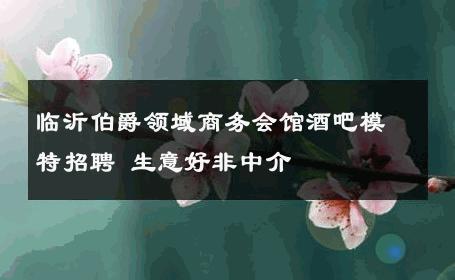 临沂伯爵领域商务会馆酒吧模特招聘 生意好非中介