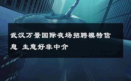 武汉万景国际夜场招聘模特信息 生意好非中介