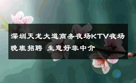 深圳天龙大道商务夜场KTV夜场晚班招聘 生意好非中介