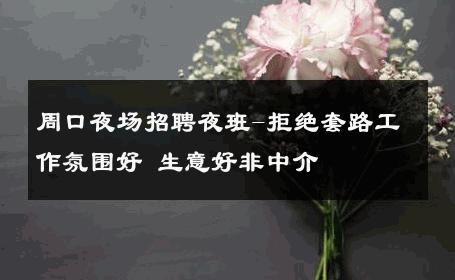 周口夜场招聘夜班-拒绝套路工作氛围好 生意好非中介