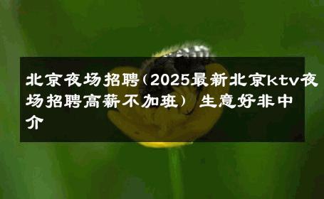 北京夜场招聘(2025最新北京ktv夜场招聘高薪不加班) 生意好非中介