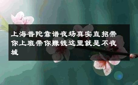 上海普陀靠谱夜场真实直招带你上班带你赚钱这里就是不夜城 
