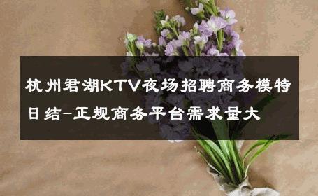 杭州君湖KTV夜场招聘商务模特日结-正规商务平台需求量大 