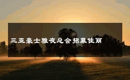 三亚豪士雅夜总会招募佳丽 