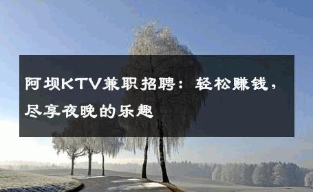 阿坝KTV兼职招聘：轻松赚钱，尽享夜晚的乐趣