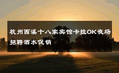 杭州西溪十八家宾馆卡拉OK夜场招聘酒水促销 