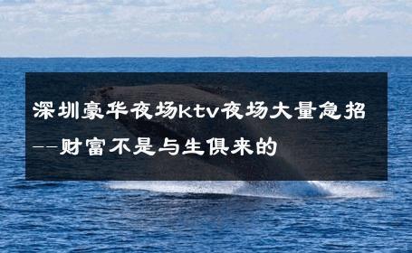 深圳豪华夜场ktv夜场大量急招--财富不是与生俱来的 
