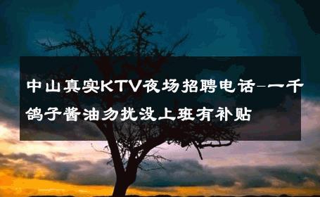 中山真实KTV夜场招聘电话-一千鸽子酱油勿扰没上班有补贴 