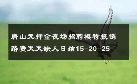 唐山无押金夜场招聘模特报销路费天天缺人日结15-20-25 