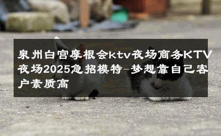 泉州白宫摩根会ktv夜场商务KTV夜场2025急招模特-梦想靠自己客户素质高 