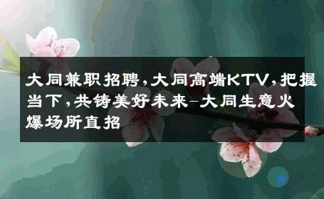 大同兼职招聘,大同高端KTV,把握当下,共铸美好未来-大同生意火爆场所直招