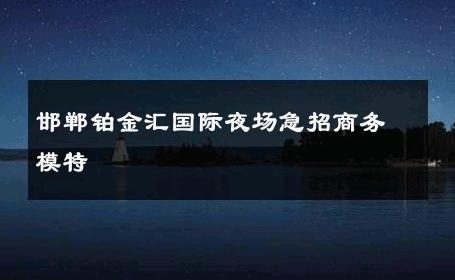 邯郸铂金汇国际夜场急招商务模特 