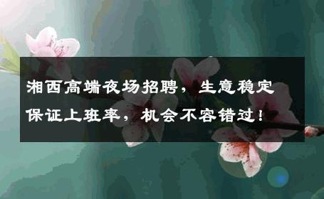湘西高端夜场招聘，生意稳定保证上班率，机会不容错过！