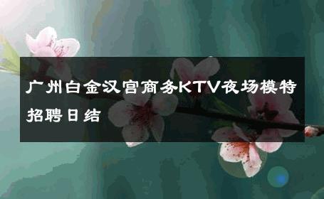 广州白金汉宫商务KTV夜场模特招聘日结 