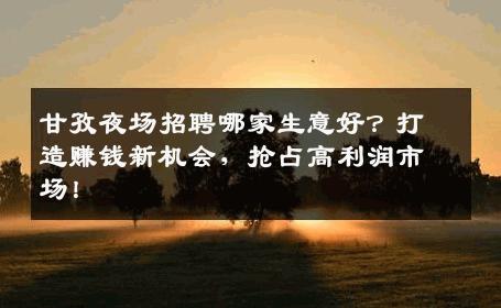 甘孜夜场招聘哪家生意好？打造赚钱新机会，抢占高利润市场！