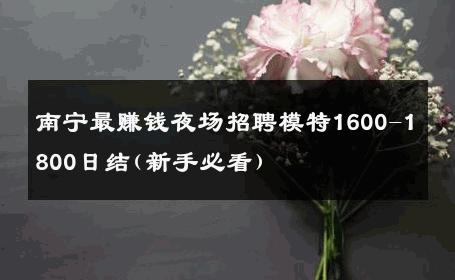 南宁最赚钱夜场招聘模特1600-1800日结(新手必看) 