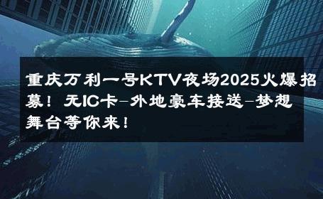 重庆万利一号KTV夜场2025火爆招募！无IC卡-外地豪车接送-梦想舞台等你来！ 