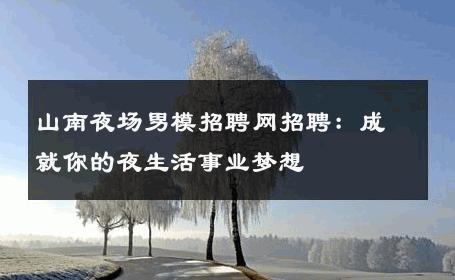 山南夜场男模招聘网招聘：成就你的夜生活事业梦想 