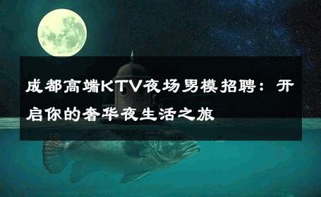 成都高端KTV夜场男模招聘：开启你的奢华夜生活之旅 