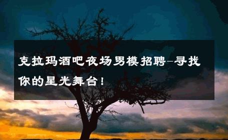 克拉玛酒吧夜场男模招聘-寻找你的星光舞台！ 