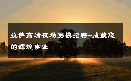 拉萨高端夜场男模招聘-成就您的辉煌事业 
