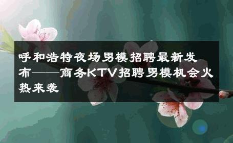 呼和浩特夜场男模招聘最新发布——商务KTV招聘男模机会火热来袭 