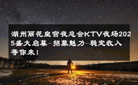 湖州丽花皇宫夜总会KTV夜场2025盛大启幕-招募魅力-稳定收入等你来！ 