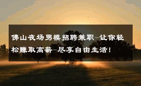 佛山夜场男模招聘兼职-让你轻松赚取高薪-尽享自由生活！ 