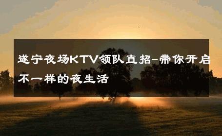 遂宁夜场KTV领队直招-带你开启不一样的夜生活 