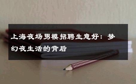 上海夜场男模招聘生意好：梦幻夜生活的背后 