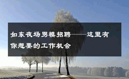 如东夜场男模招聘——这里有你想要的工作机会 