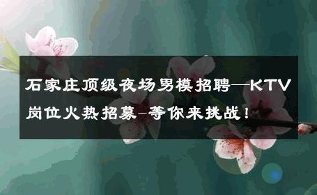 石家庄顶级夜场男模招聘—KTV岗位火热招募-等你来挑战！ 