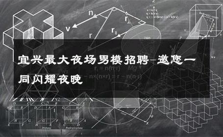 宜兴最大夜场男模招聘-邀您一同闪耀夜晚 