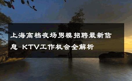 上海高档夜场男模招聘最新信息-KTV工作机会全解析 
