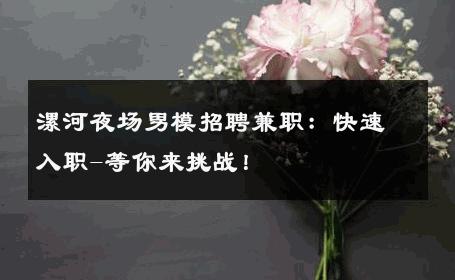 漯河夜场男模招聘兼职：快速入职-等你来挑战！ 