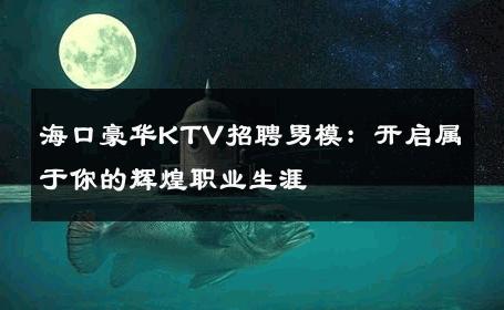 海口豪华KTV招聘男模：开启属于你的辉煌职业生涯 