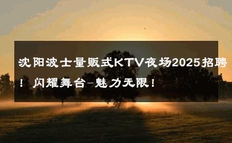 沈阳波士量贩式KTV夜场2025招聘！闪耀舞台-魅力无限！ 