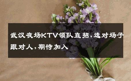 武汉夜场KTV领队直招,选对场子跟对人,期待加入 