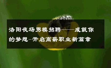 洛阳夜场男模招聘——成就你的梦想-开启高薪职业新篇章 