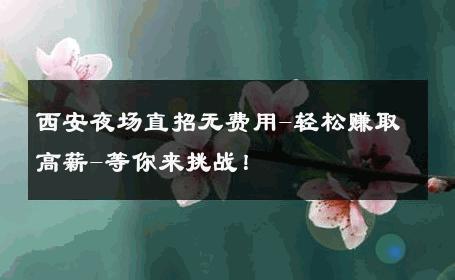 西安夜场直招无费用-轻松赚取高薪-等你来挑战！ 