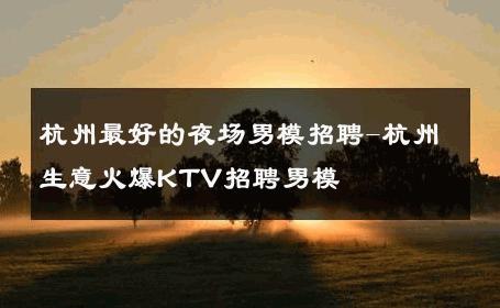 杭州最好的夜场男模招聘-杭州生意火爆KTV招聘男模 