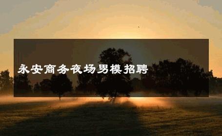 永安商务夜场男模招聘 